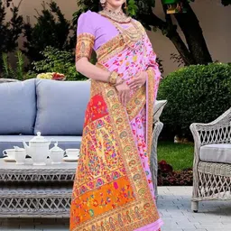 AKSH FASHION Pink Pure Cotton Sarees-image-50