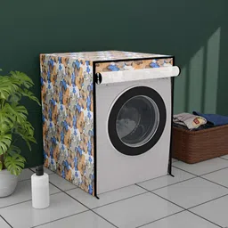 Myntra Elegant Homes White & Blue Printed Waterproof Washing Machine Cover With Zip-picture-28