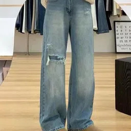 StyleCast Women Straight Fit High-Rise Mildly Distressed Light Fade Jeans-image-43