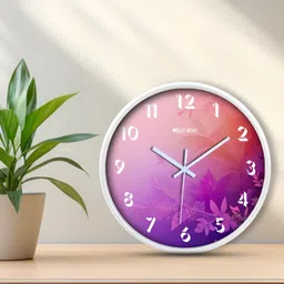 OLIVE TREE White & Purple Printed Contemporary Wall Clock image 3