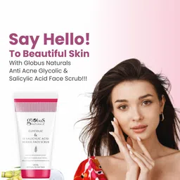 Globus naturals Set of Glycolic & Salicylic Acid Face Pack - 100 g & Face Scrub - 100 ml image 3