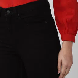 Van Heusen Woman Women Black Solid Mid-Rise Cotton Flared Jeans image 3