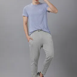 MADSTO Men Grey Solid Pure Cotton Slim-Fit Track Pants image 5