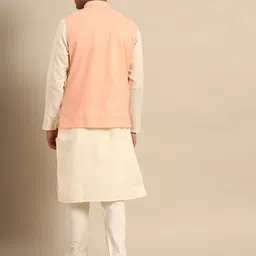 KISAH Mandarin Collar Pure Cotton Kurta With Churidar & Jacket image 5