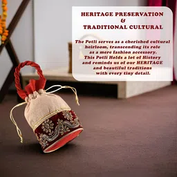 Kuber Industries Cream & Red 4 Pieces Printed Jute Multi-Utility Organisers image 3