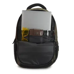 Provogue Unisex Olive Green & Black Brand Logo Backpack with Reflective Strip image 2