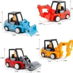 mubco 4pcs Colorful Construction Truck Playset Friction Powered Push and Go Toys Gift image 2