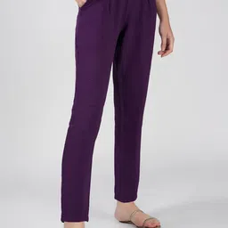 Bindigasm Women Relaxed Straight Leg Solid Easy Wash Trousers image 2