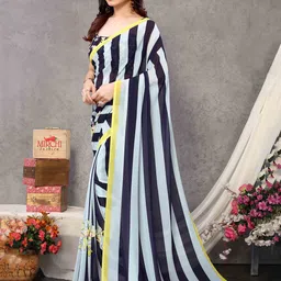MIRCHI FASHION Striped Leheriya Saree image 2
