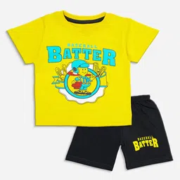 BAESD Boys Printed Pure Cotton T-shirt With Shorts image 1