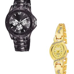 CSAMON Unisex Set Of 2 Dial & Bracelet Style Straps Analogue Watch RosrsFullBlackNewAKS-picture-24