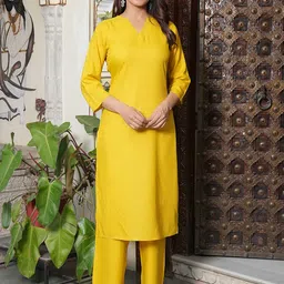 Viharini Notch Neck Straight Kurta With Palazzos-picture-38