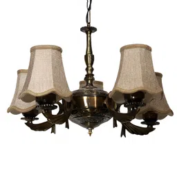 Devansh Beige & Brown Textured Contemporary Metal Ceiling Lamp image 4