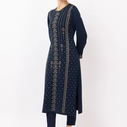 KEIKO Geometric Woven Design Acrylic Straight Kurta image 4