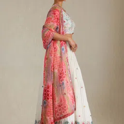 Soch Floral Embellished Sequinned Ready to Wear Cotton Lehenga With Blouse & Dupatta image 2