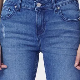 ONLY Women Blue Skinny Fit Mildly Distressed Light Fade Jeans image 4