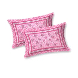 Myntra Elegant Homes Pink & White Floral 180 TC King Bedsheet with 2 Pillow Covers image 5