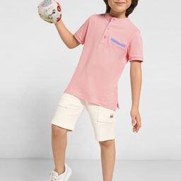 Pantaloons Junior Boys Solid Mandarin Collar Pure Cotton T-shirt-picture-37