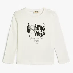 Koton Girls Typography Printed Round Neck Cotton T-shirt image 1