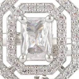 Voylla Rhodium-Plated Sparkling Elegance Cubic Crown American Diamond Finger Ring image 2