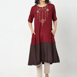 NYLANGAN Embroidered Thread Work A-Line Kurta image 3
