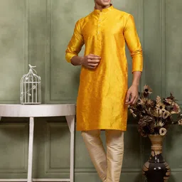 DEVOILER Woven Design Mandarin Collar Straight Kurta image 5