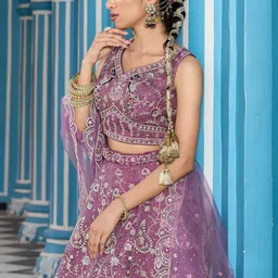 panchhi Embellished Sequinned Semi-Stitched Lehenga & Unstitched Blouse With Dupatta image 5