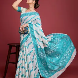 Durga Textile Ethnic Motifs Zari Pure Cotton Taant Saree image 5