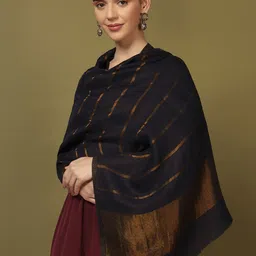 Pashmoda Striped Woven Design Woolen Shawl image 2