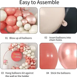 r g accessories Solid Off White Coral Red Rose Gold Balloons Garland Kit Of 53 For Party-A Balloon image 5