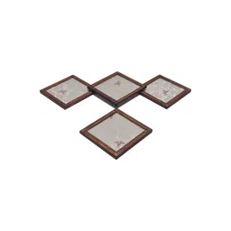 home yarn telar Green Blended Silk 4 Pcs Coasters image 3