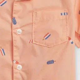 GAP Boys Conversational Printed Cuban Collar Relaxed Fit Pure Cotton Casual Shirt image 2