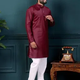 BH FAB Men Maroon Cotton Kurtas-picture-21