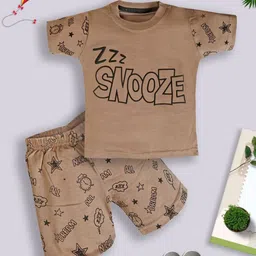 BAESD Kids Printed Round Neck Pure Cotton T-shirt With Shorts-image-40
