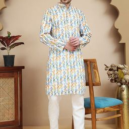 Anouk Rustic Abstract Printed Band Collar Straight Kurta With Pyjamas-picture-15