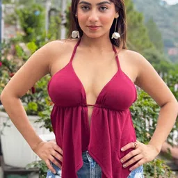 BAESD Women Print Halter Neck Empire Top-image-59