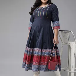 IKRASS Women Geometric Embroidered Anarkali Kurta-image-25