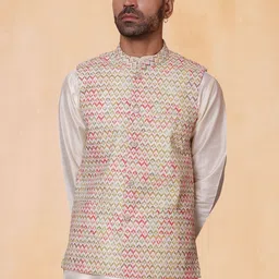 Jompers Floral Printed Mandarin Collar Nehru Jacket-picture-11