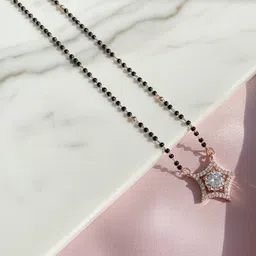 Opal Touch Rose Gold-Plated Cubic Zirconia Studded & Beaded Mangalsutra-picture-39