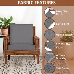 Lazi Grey & Grey Solid Polyester 2 Piece Sofa Cover image 4