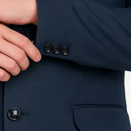 Moda Rapido Men Navy Blue Solid Notched Lapel Single-Breasted Blazer image 3