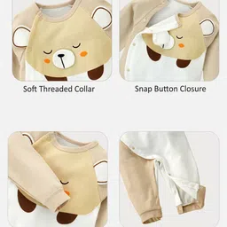 Little Surprise Box LLP Infants 3D Eared Bear Full Sleeves Jumpsuit Rompers image 4