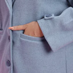 DressBerry Curve Plus Size Notched Lapel Collar Overcoat with Flap Detail at Sleeves image 2