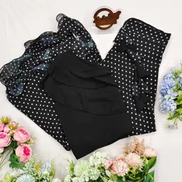 dindla Polka Print Stitched Lehenga & Crop Top image 2