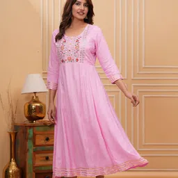 fhoola fab Embroidered Viscose Rayon Stitched Anarkali Gown image 4