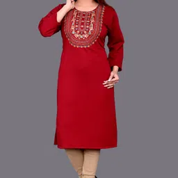 fambee Women Embroidered Wool Straight Kurta-picture-11