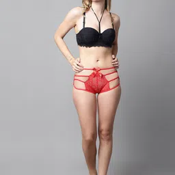 PrettyCat Self Design Laced Bikini Briefs PC-PA-9010-RED-M image 5