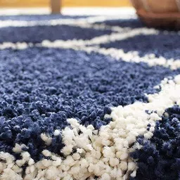 AaHo Decor Blue & White Geometric Shaggy Woolen Carpets image 2