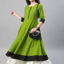 KALINI Round Neck Pleated Anarkali Kurta image 5