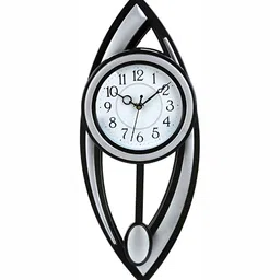 Attractionz Silver-Toned & Black Round Analogue Wall Clock image 3